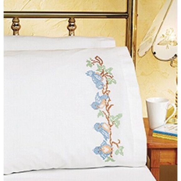 Janlynn Stamped Cross Stitch Pillow Cases - New/Sealed - Picture 2 of 9